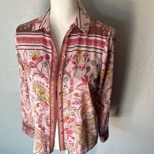 Rachel Zoe Pink and Brown Floral Blouse